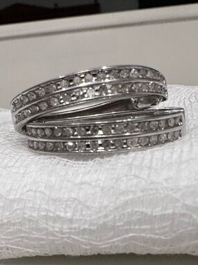 STERLING AND "DIAMOND" HOOP EARRINGS